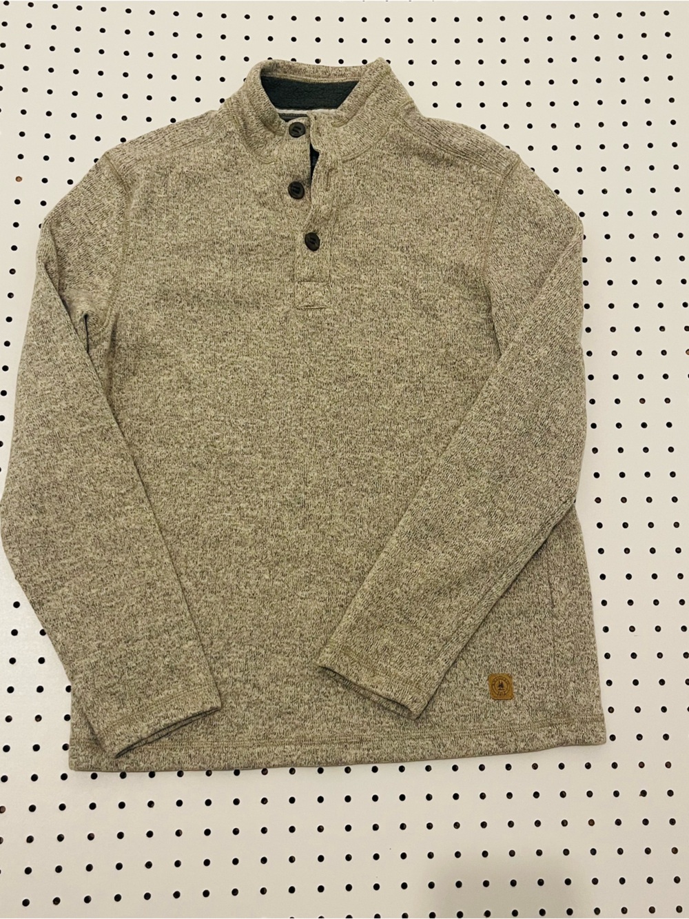 G.H. Bass & Co. Heather Taupe Quarter-Button Knit Cardigan